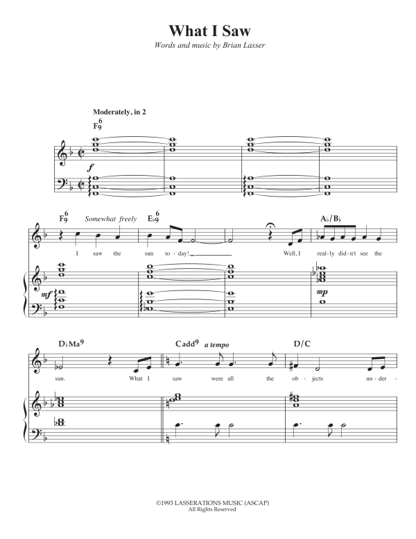 What I Saw (Sheet Music Download)